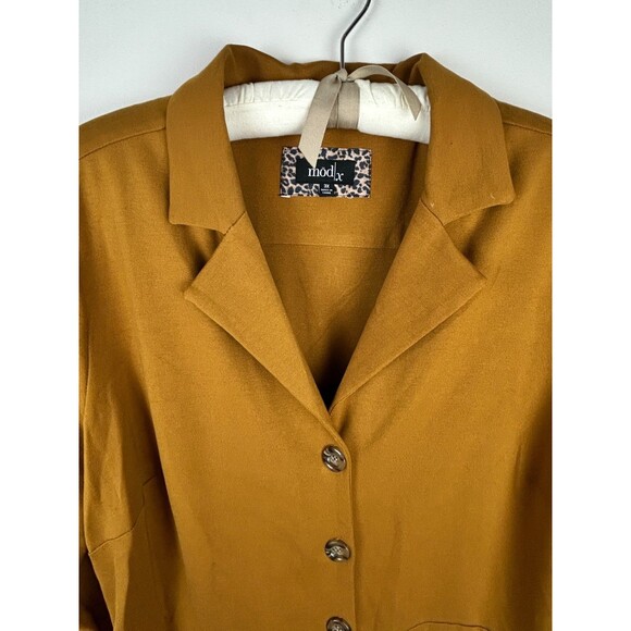 Mod X Womens 3X Mustard Belted Button Up Stretchy Jumpsuit - Picture 10 of 16